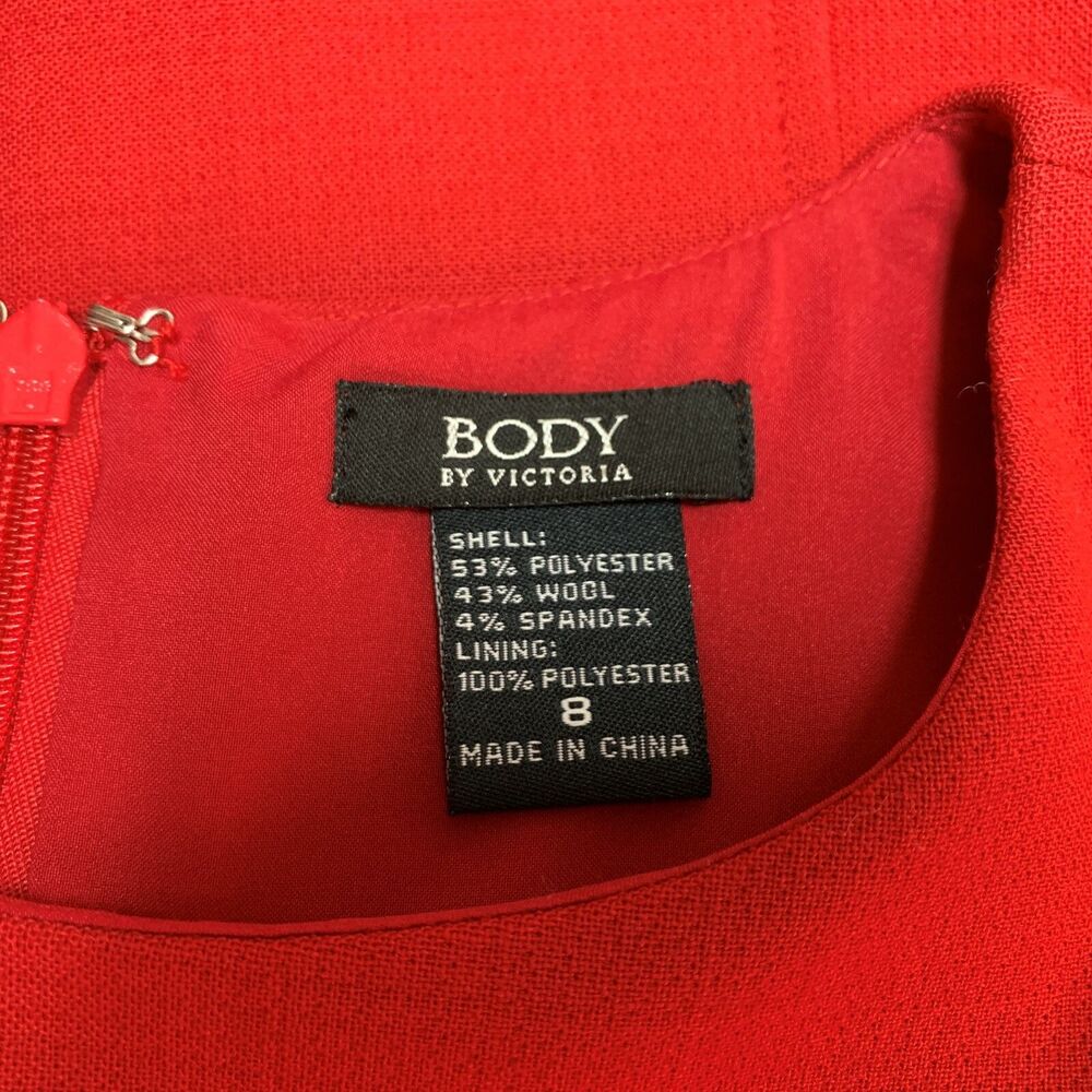 Body by Victoria Women's Dress Size 8 Red‎ Sleeveless Wool Blend - Picture 10 of 11